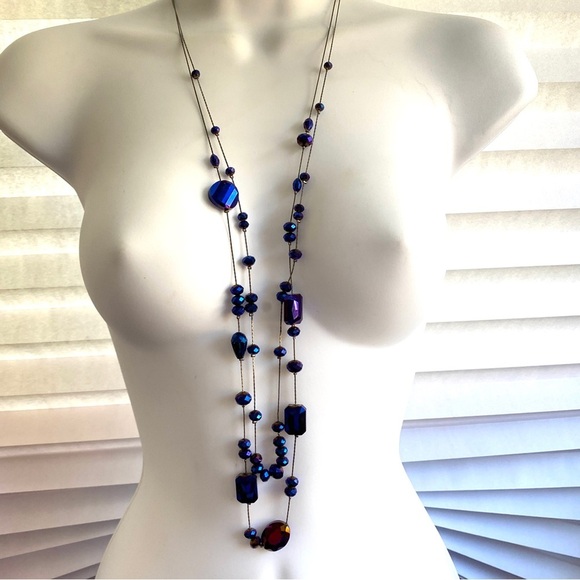 CHARMING CHARLIE Double Strand Midnight Blue Long Necklace - Picture 3 of 8